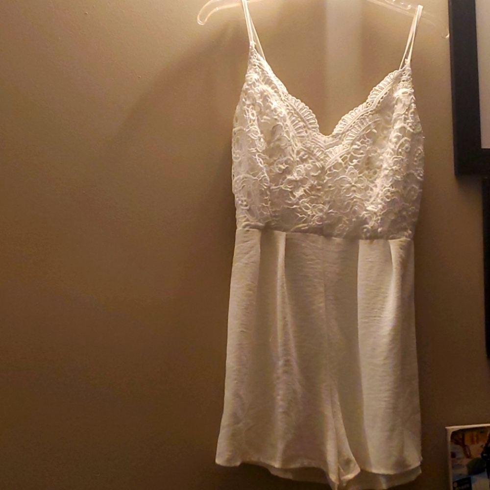 White lace top romper